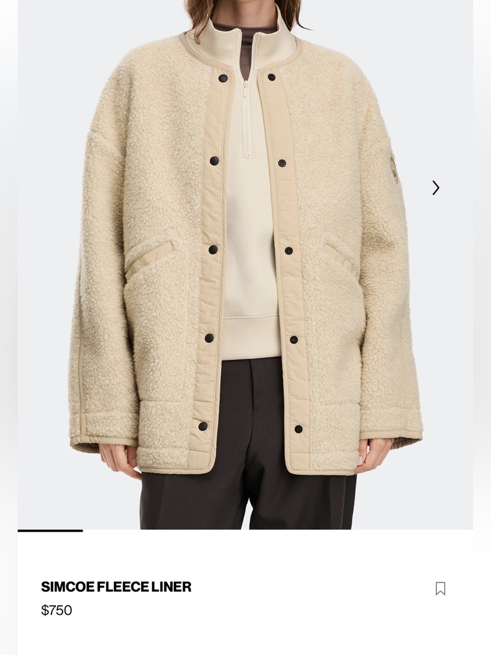 Canada goose simcoe fleece liner S